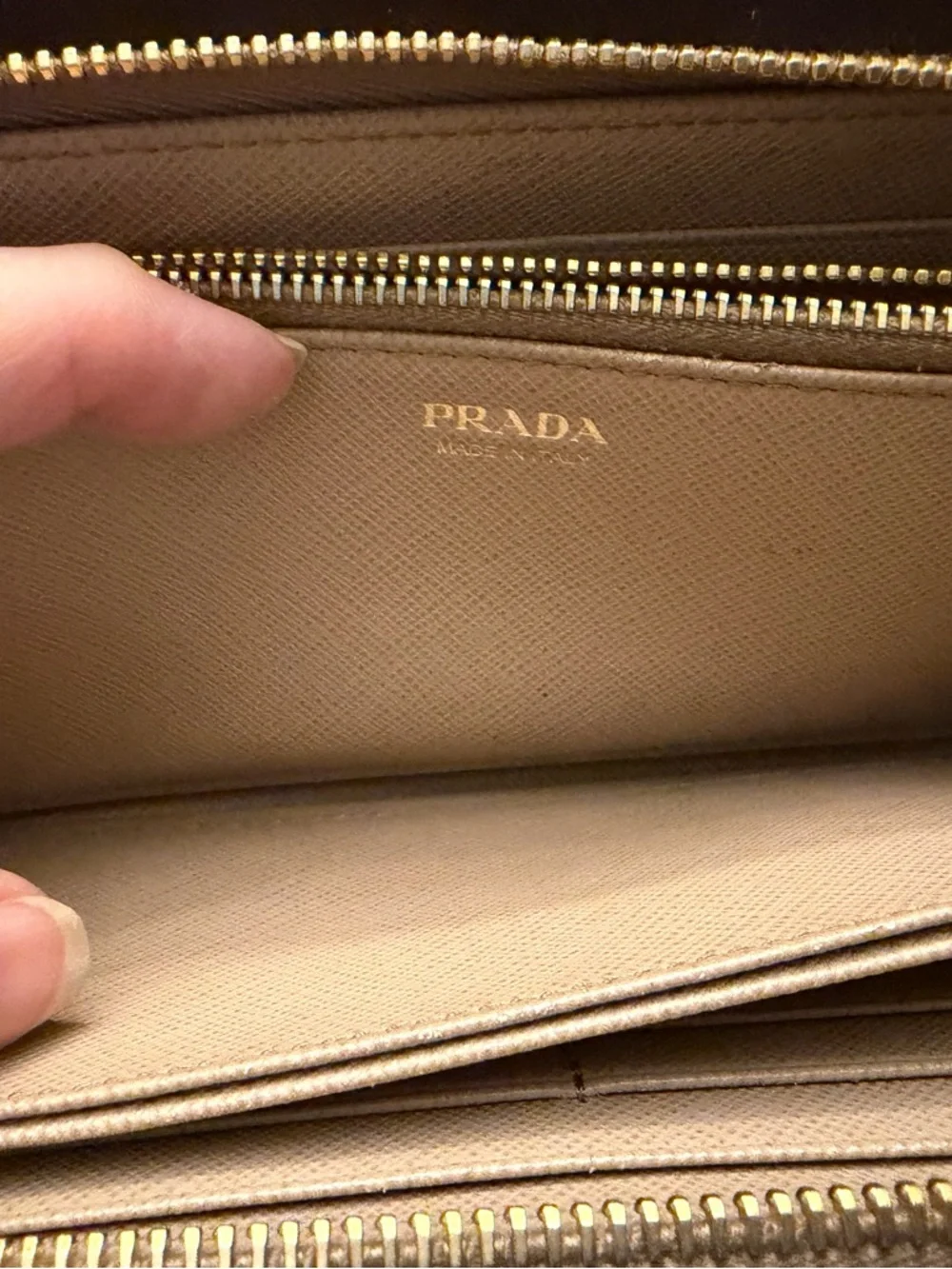 Prada Beige Saffiano Leather Zip-Around Wallet - Picture 9 of 15